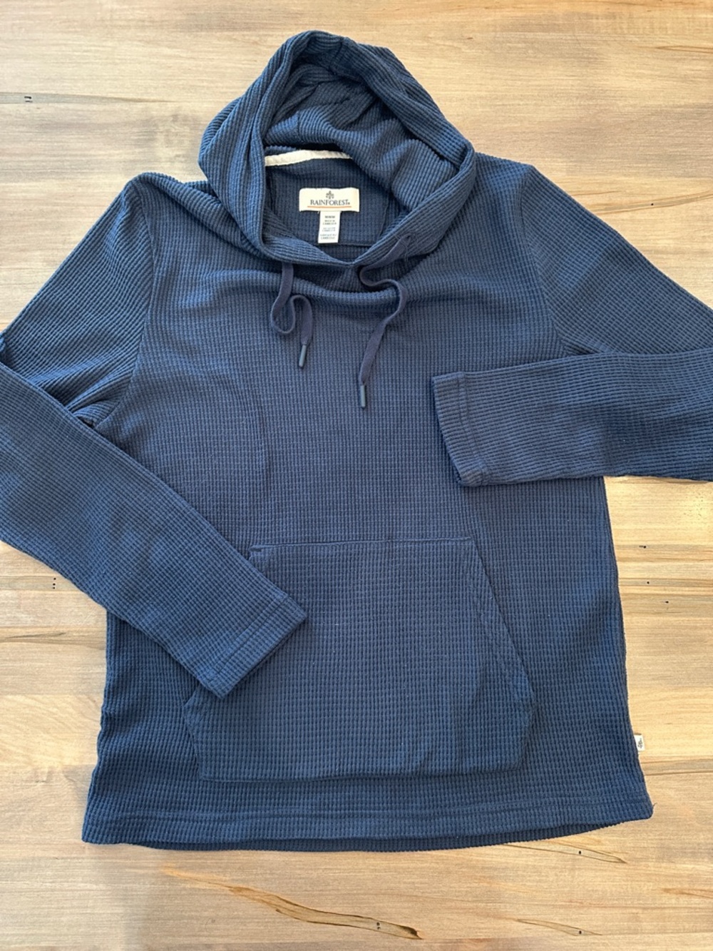RAINFOREST Navy Waffle Knit Hoodie Sweatshirt